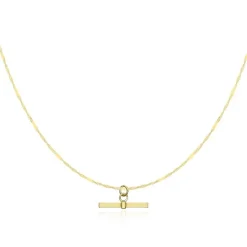 9CT YELLOW GOLD SQUARE T-BAR PENDANT AND TWIST CHAIN Necklace
