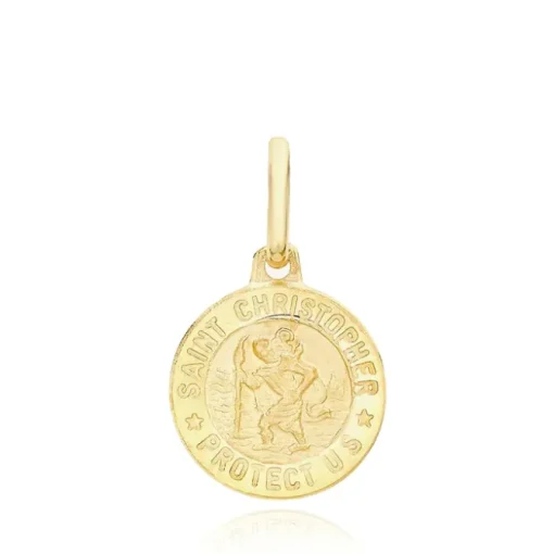 9CT YELLOW GOLD ST CHRISTOPHER ROUND SATIN PENDANT