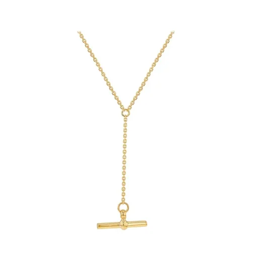 9ct Yellow Gold T-Bar Diamond Cut Trace Chain Necklace