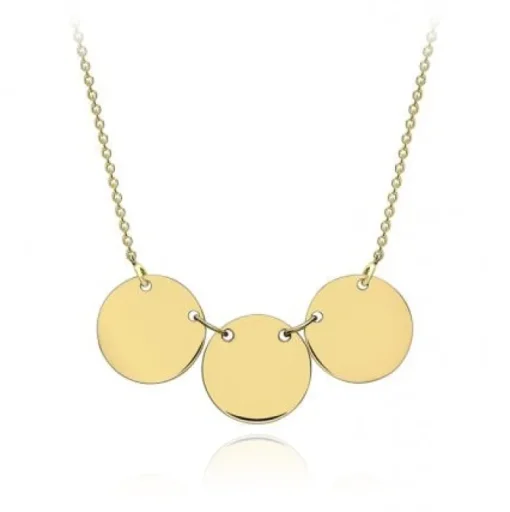 9CT YELLOW GOLD TRIPLE DISC ADJUSTABLE NECKLACE