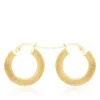 9ct Yellow Gold Tube Diamond Cut Textured Hoop Creole Earrings