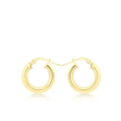 9CT YELLOW GOLD TUBE POLISHED HOOP CREOLE EARRINGS