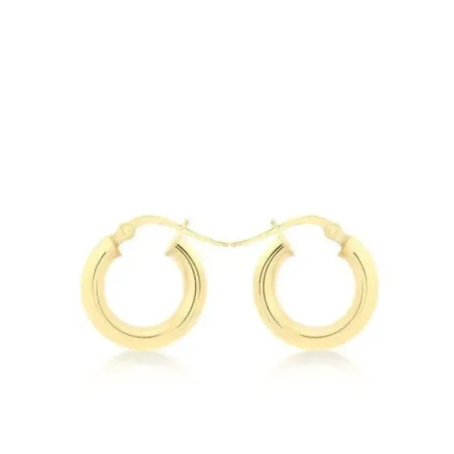 9CT YELLOW GOLD TUBE POLISHED HOOP CREOLE EARRINGS