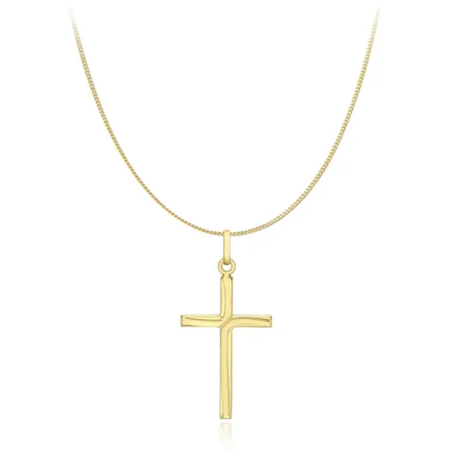 9CT YELLOW GOLD TWIST CROSS PENDANT NECKLACE