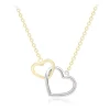 9ct YELLOW GOLD TWO TONE LINKED HEART NECKLACE