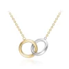 9ct YELLOW GOLD TWO TONE LINKED RING NECKLACE