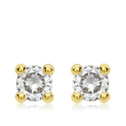9ct Yellow Gold White 6mm CZ Stud Earrings