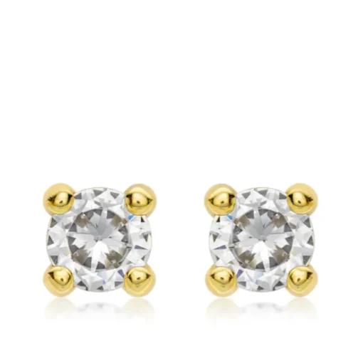 9ct Yellow Gold White 6mm CZ Stud Earrings