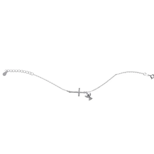 First Communion CZ Cross & Angel Charm Bracelet