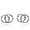 First Communion CZ Double Circle Earrings
