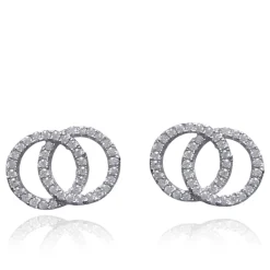 First Communion CZ Double Circle Earrings