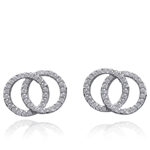 First Communion CZ Double Circle Earrings