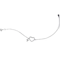First Communion CZ Heart & Cross Charm Bracelet