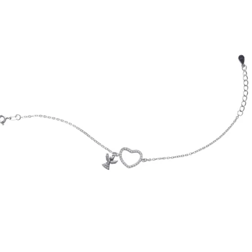 First Communion CZ Heart & Angel Charm Bracelet