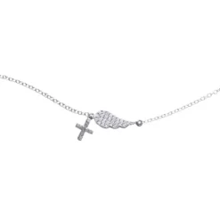 First Communion Feather & Cross Charm Bracelet