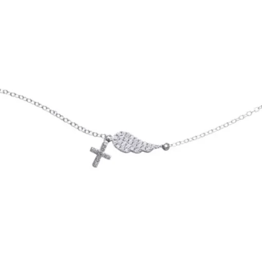 First Communion Feather & Cross Charm Bracelet