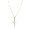 GOLD BAGUETTE CUT CZ CROSS NECKLACE