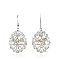 Irish Lace Sterling Silver Rose Gold Trinity Knot Earrings