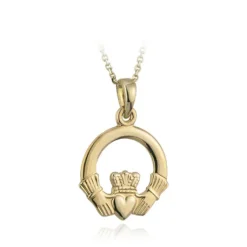 9K GOLD CLADDAGH PENDANT NECKLACE