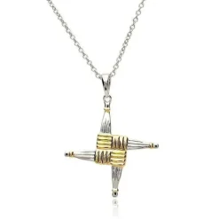 14K Gold CZ Celtic St. Brigid’s cross Pendant Necklace