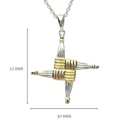 14K Gold CZ Celtic St. Brigid’s cross Pendant Necklace