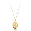 9K Gold Miraculous Medal Round Belcher Chain Necklace