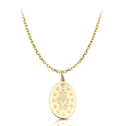 9K Gold Miraculous Medal ROUND BELCHER CHAIN NECKLACE