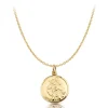 9K Gold St Christopher Medal Round Belcher Chain Necklace