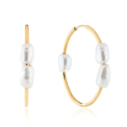 Rebecca Pearl Hoops Earrings