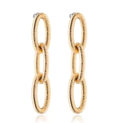 Rebecca Yellow Gold Diva Triple Striped Mesh Stud Earrings