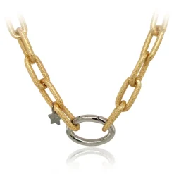 Rebecca Yellow Plated Textured Diva Necklace
