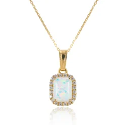 RECTANGLE OPAL PENDANT NECKLACE