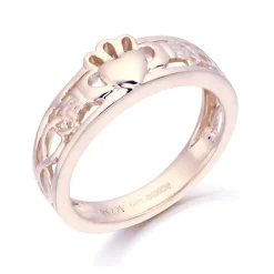 Rose Gold Claddagh Ring With Celtic Knot