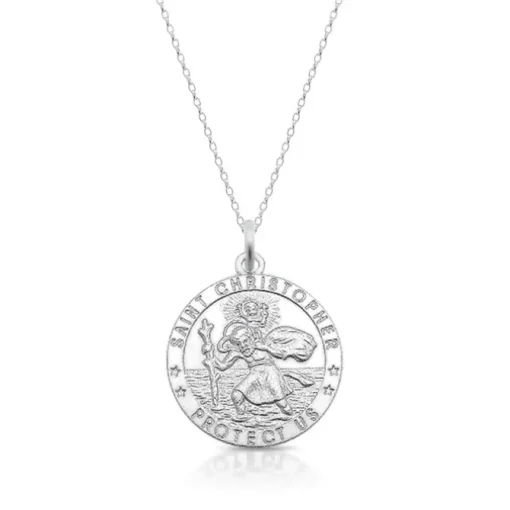 ROUND ST. CHRISTOPHER MEDAL & CHAIN