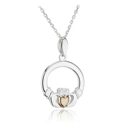 Silver & Gold Claddagh Pendant Necklace