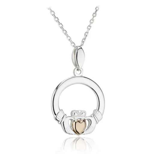 Silver & Gold Claddagh Pendant Necklace