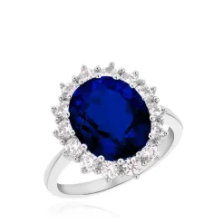 Silver Blue & White CZ Ring