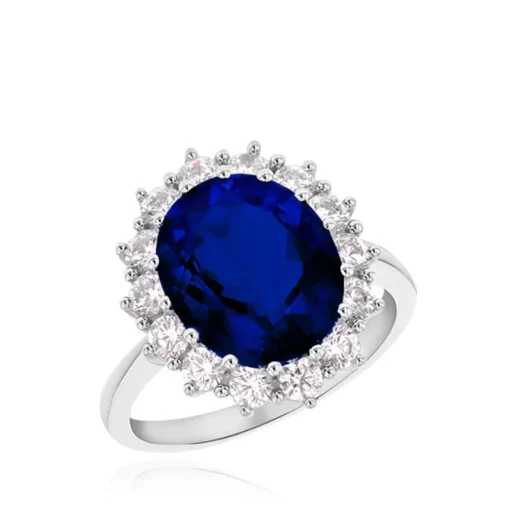 Silver Blue & White CZ Ring