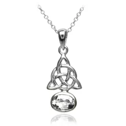 SILVER CELTIC KNOT WITH ZIRCONIA STONE NECKLACE