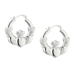 Silver Claddagh Hoop Earrings