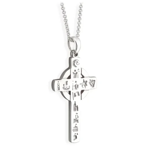 Silver History Of Ireland Cross Pendant