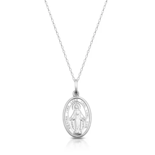 Silver Miraculous Medal and Chain