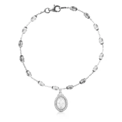 Silver Miraculous Medal Bracelet Set