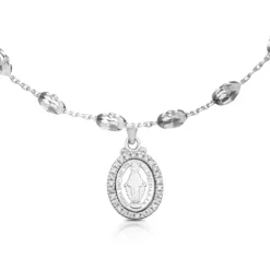 Silver Miraculous Medal Bracelet Set