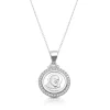 Silver Padre Pio CZ Medal Necklace