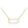 SILVER YELLOW GOLD PLATED WHITE ENAMEL RECTANGLE FRAME NECKLACE