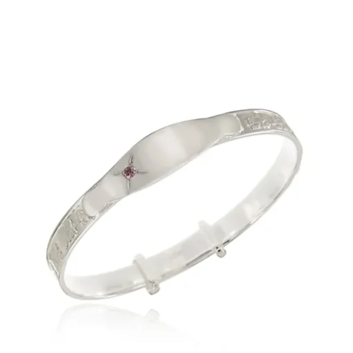 Sterling Sillver Baby Bangle with a Pink CZ Stone