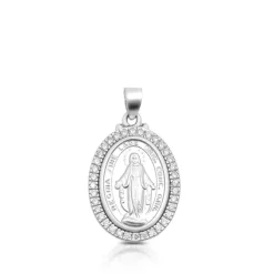 Sterling Silver and Cubic Zirconia Miraculous Medal