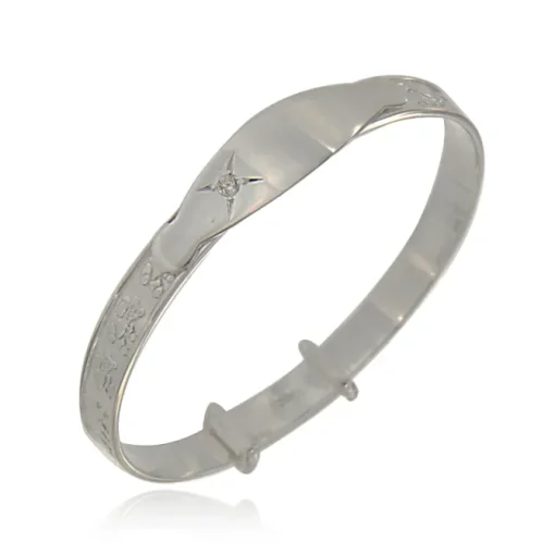 Sterling Silver Baby Bangle with Clear Stone