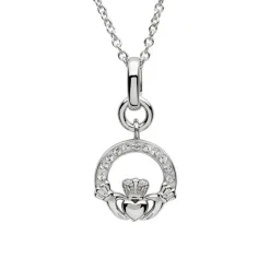 Sterling Silver Claddagh CZ Necklace